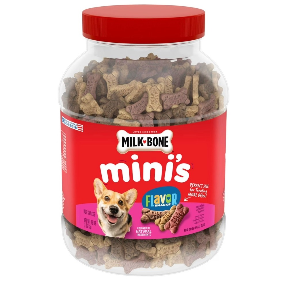 Milk Bone Flavor Snacks Mini's Dog Biscuits, Flavored Crunchy Dog Treats, 36 oz